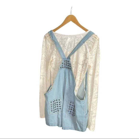 Pol Denim Overall Shorts With Side Pockets And Stud Details - Picture 10 of 16